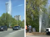 Біля вокзалу в Києві утворився фонтан