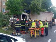 На Нивках водій вантажівки зніс дерево та врізався в стовп   [Фото]