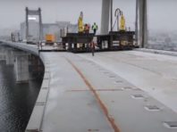 Будівництво мосту на Троєщину триває: нові кадри